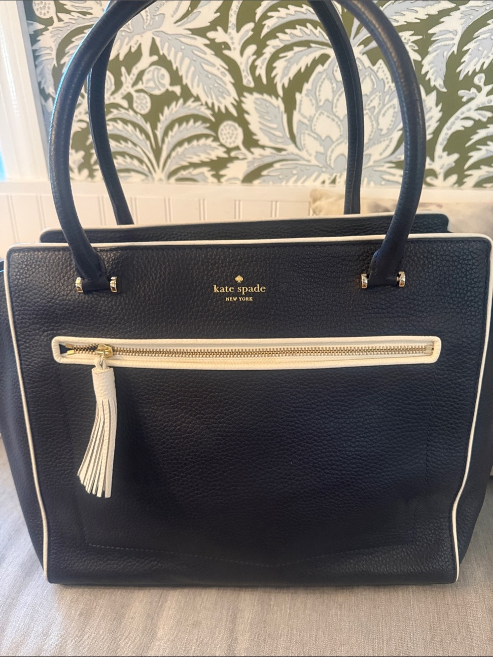 kate spade Navy and Cream Leather Structured Tote